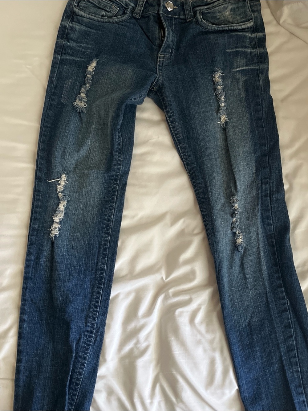 Women's Skinny Distressed Dark Blue Jeans